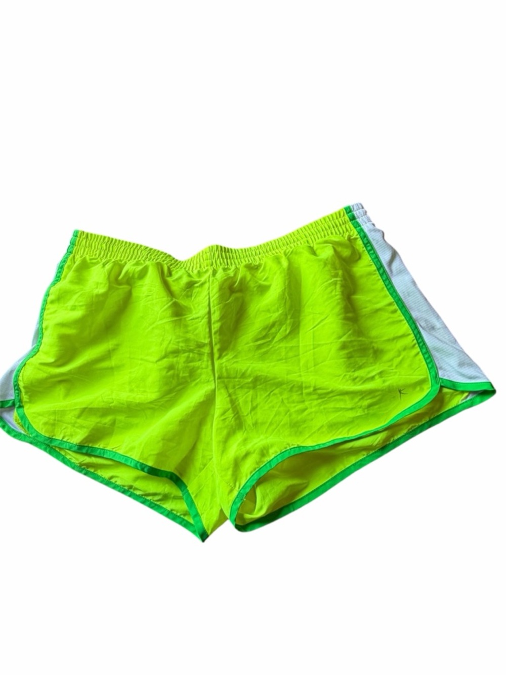 Danskin Neon Lime Athletic Shorts with White Side Panels